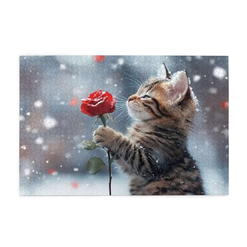 Rose Puzzle 1000 Teile Erwachsene Katze, Puzzles mit Verpackung Box und Poster, Lustig Stress Abbauen Familien Unterhaltungsspiele für Raumdekoration, Kreative Geschenke für Männer/Frauen 1T-480 Rose Puzzle 1000 Teile Erwachsene Katze, Puzzles mit Verpackung Box und Poster, Lustig Stress Abbauen Familien Unterhaltungsspiele für Raumdekoration, Kreative Geschenke für Männer/Frauen 1T-480 von Tamalsj