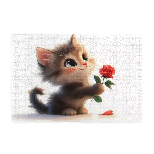 Rose Puzzle 4000 Teile Erwachsene Katze, Puzzles mit Verpackung Box und Poster, Lustig Stress Abbauen Familien Unterhaltungsspiele für Raumdekoration, Kreative Geschenke für Männer/Frauen 1T-130 von Tamalsj