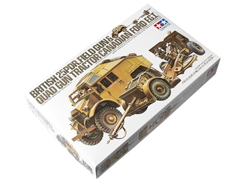 TAMIYA 300035044 - 1:35 WWII Britische 25 PDR Feldgeschütz mit Fahrzeug (1), Gelb, Camo von TAMIYA