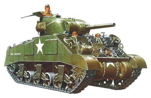 TAMIYA 35190 - 1:35 US Mitl. Pz. M4 Sherman Früh. (3), Modellbau, Plastik Bausatz, Basteln, Hobby, Kleben, Plastikbausatz, grün von TAMIYA