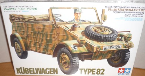 TAMIYA 300035213 35213 1:35 Dt. Pkw.K1 Kübelwagen Typ82 (1), Modellbausatz,Plastikbausatz, Bausatz zum Zusammenbauen, detaillierte Nachbildung, Schwarz, Grün, Braun, Mittel von TAMIYA