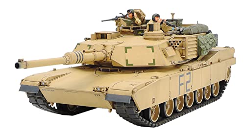 TAMIYA 300035269 300035269-1:35 US Kampfpanzer M1A2 Abrams Iraqi Freedom (2),originalgetreue Nachbildung, Plastik Bausatz, Basteln, Modellbausatz, Zusammenbauen, unlackiert, Beige, Schwarz von TAMIYA