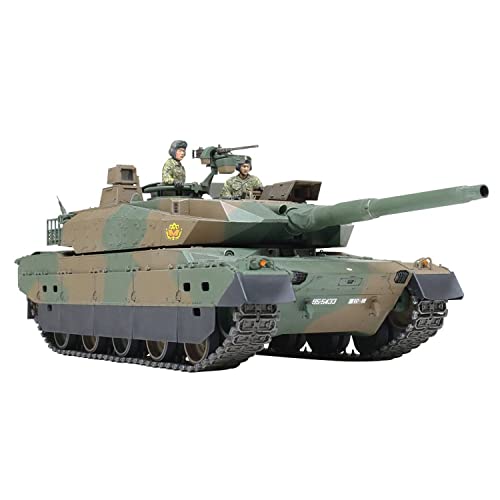 Tamiya 300035329 JGSDF Type 10 MBT Tank 1/35 Panzer Militärisches Landfahrzeug Modellbausätze, Olivgrün, Tan, Gold, Grau von TAMIYA