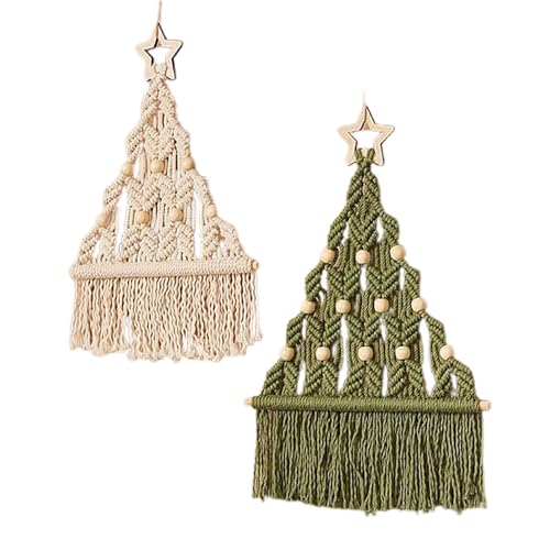 Tanant Weihnachtsbaum-DIY-Makramee-Set für Anfänger, Handgefertigtes Gewebtes Weihnachtsbaum-Set für Anfänger und Erwachsene, Makramee-Weihnachtsbaum-Set für Festliche Wanddekorationen von Tanant