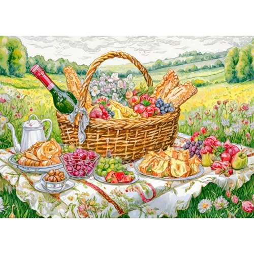 Puzzle 1000 Teile, Puzzle Erwachsene, 1000 Teile Puzzle für Erwachsene und Kinder, Impossible Puzzle, Puzzle-Geschenk, Clevere Rätsel, Puzzle Farbenfrohes, Puzzle mit Picknick-Motiv von TangComplete