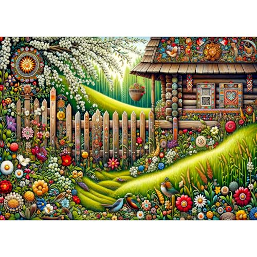 TangComplete - Gemaltes Haus Puzzles für Erwachsene 1000 Teile, Puzzles für Erwachsene 1000 Teile, Puzzle für Erwachsene, Erwachsene herausforderndes Spielspielzeug, unmögliches Puzzle, von TangComplete