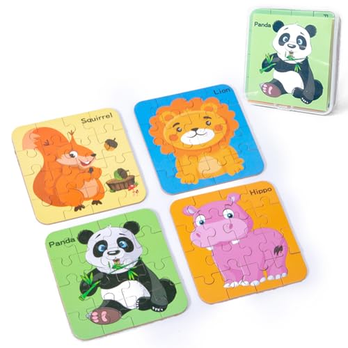 4er-Pack Holzpuzzles für Kinder Puzzle ab 3, Puzzle-Set aus Holz für Kinder, Lernspielzeug für Kinder 3 4 5 6 Jahren, pädagogisches Vorschul-Lernspielzeug für Kinder Jungen und Mädchen von Tangdudu