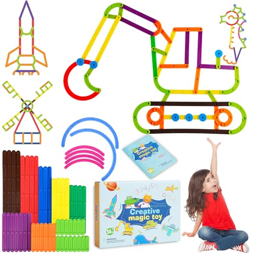 Tangdudu 81PCS Kreatives Konstruktionsspielzeug ab 3 4 5 6 7 8, über 60 Formen, Kinder DIY Lernspielzeug ab 3 4 5 6 7 8 Jahre, STEM Bausteine Spielzeug ab 3 4 5 6 7 8 Jahre für Jungen und Mädchen von Tangdudu