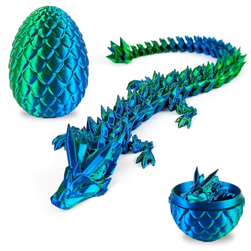 Tangdudu Drachenei mit Drache, Drache Ei 3D, 3D Druck Drache, 3D Gedruckter Überraschungsdrache Im Ei, Beweglicher Drache, Fidget-Spielzeug perfekt für Ostern Geburtstage Deko Stressabbau (Grün) von Tangdudu