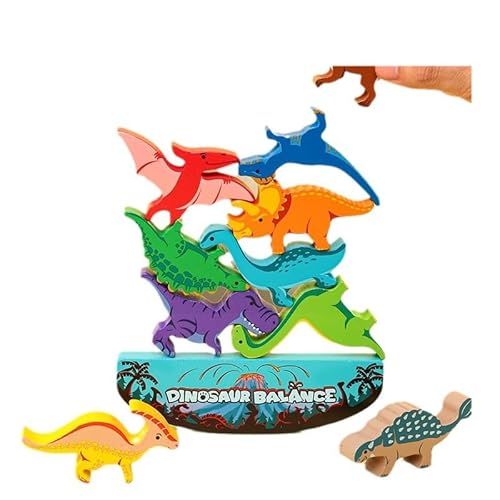 Dinosaurier-Stapelspielzeug aus Holz, Kinder Holzspielzeug Montessori Spielzeug ab 3 4 5 6 Jahre Balancieren Stapelspielzeug Motorikspielzeug, Geburztag Weihnacht Ostern Geschenk für Mädchen Junge von Tangdudu