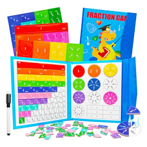 Tangdudu Montessori Magnetische Bruchrechnen Material, Magnetisches Buch-Bruchteil-Puzzle für Kinder, Brüche Lernen für Kinder, Ideal für Vorschul-Lernen & Klassenzimmerunterricht (Dinosaur) von Tangdudu