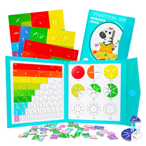 Tangdudu Montessori Magnetische Bruchrechnen Material, Magnetisches Buch-Bruchteil-Puzzle für Kinder, Brüche Lernen für Kinder, Ideal für Vorschul-Lernen & Klassenzimmerunterricht (Zebra) von Tangdudu