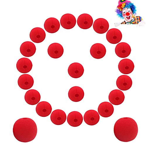 Tangger 25 Stück Clown-Nase Schaumstoff Rot,Red Foam Clown Nose Day Accessoires für Halloween Weihnachten Kostüm Neuheit Karneval Zirkus Party von Tangger