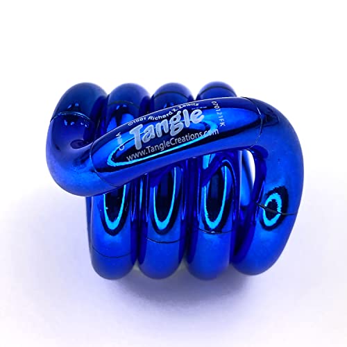 Tangle Jr Metallic (Blau) - Echtes Fidget Toys Sensorisches Spielzeug - Twisty Fidget Toy Fidgets für Kinder und Erwachsene - Fidget Toy für Schule - Geschenk für Teenager und Erwachsene von Tangle