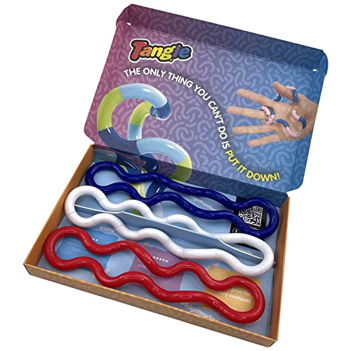 Tangle Jr. Solid Series | Box mit 3 | Patriot Kit | FIDGET TO FOCUS | Fidget-Spielzeug für Kinder | ab 3 Jahren | Drehsensorisches Spielzeug | ideal für Feinmotorik | in offizieller Box von Tangle