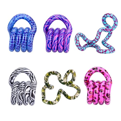 Tangle Jr. Wild 6-Pack - Tangle Jr Wild Series Fidget Toy Multipack - Wilde Muster auf Tangle Fidget Toys - Tangle Fidget Toys für Erwachsene und Kinder von Tangle