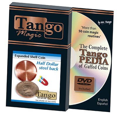 Expanded Shell Coin (Half Dollar w/DVD) (D0007)(Steel Back) by Tango Magic - Trick von Tango Magic