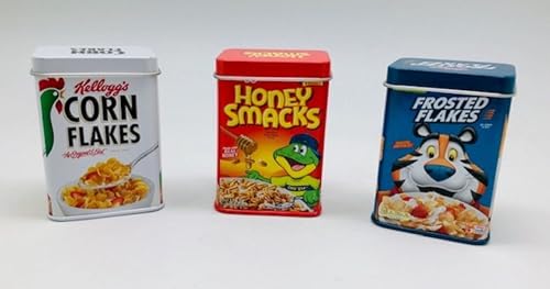 tanner DER KLEINE KAUFMANN TANNER Deco - Kelloggs Metalldosen Set, mit abnehmbaren Deckel, Zubehör für Kaufmannsladen, lebensmittelechtes Design, 0085.6 von Tanner - Der kleine Kaufmann