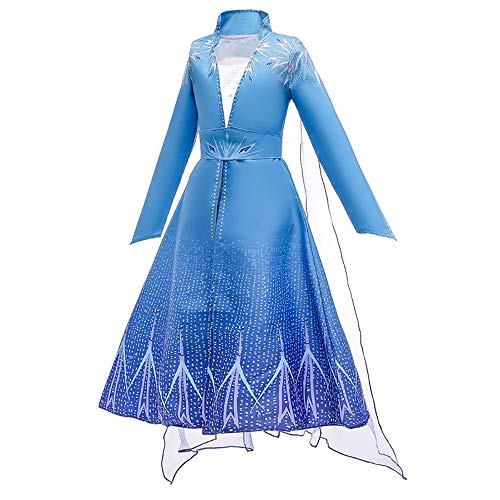 Tante Tina Mädchen Kostüm Eiskönigin - Schneeprinzessin Kostüm für Kinder mit Schleier - Veil Blau - Gr. 100 (92-98) von Tante Tina