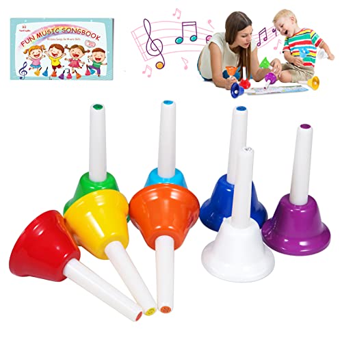 TantivyBo Handglocken Set Kinder, Handglocken für Kinder - Buntes 8-Noten , Kinder Musikinstrumente Set mit Notenheft, Geeignet für Musikalische Früherziehung für Babys & Kinder von TantivyBo