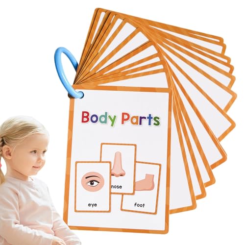 Englische Lernkarten für Körperteile, Taschenkarte für Körperteile - Englische Karteikarte Körperteile Taschenkarte,Vokabel-Wörter-Flashcard, pädagogisches Lern-Flashcard für Kleinkinder von Tanxemery