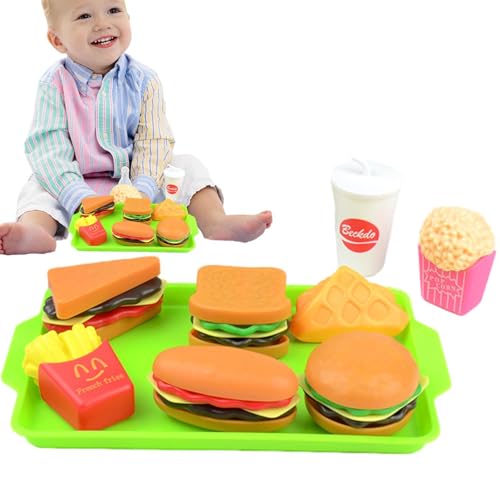 Fast Food Rollenspielset, Hamburger Fast Food Abnehmbares Rollenspielset, Spielen Sie so, als würden Sie EIN Essensset mit Burger, Pommes, Sandwich-Cola, und einem Tablett für Kinder im Alter von 1–6 von Tanxemery