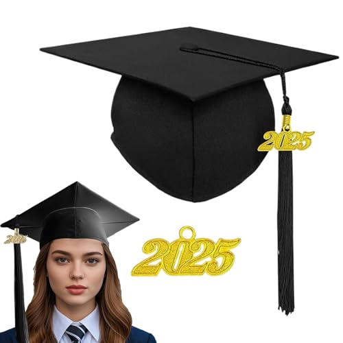 Grad Caps, Adult Graduation Cap | Bequeme, atmungsaktive, verstellbare Junggesellenhelme mit Jahrplatte | Kleideraccessoire -Foto -Requisiten, Abitur -Souvenirs für Schulversammlungen, Cosplay von Tanxemery