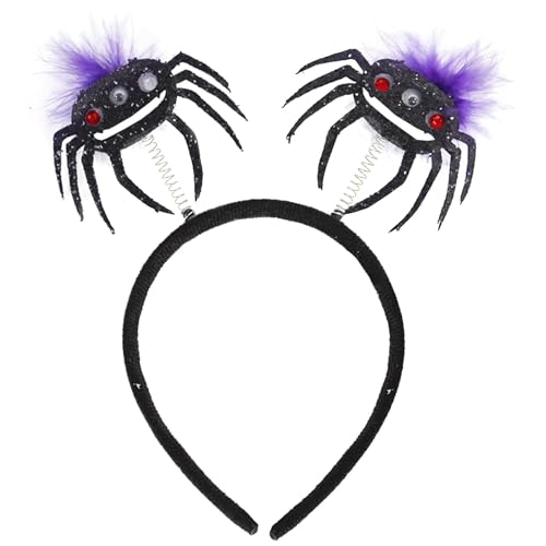 Halloween-Stirnbänder für Frauen, Halloween-Spinnen-Stirnband | Kreativer weicher Spinnen-Kopfschmuck mit Feder,Lebendiges, bequemes Halloween-Spinnen-Zubehör, Party-Kopfbedeckung für und Mädchen von Tanxemery