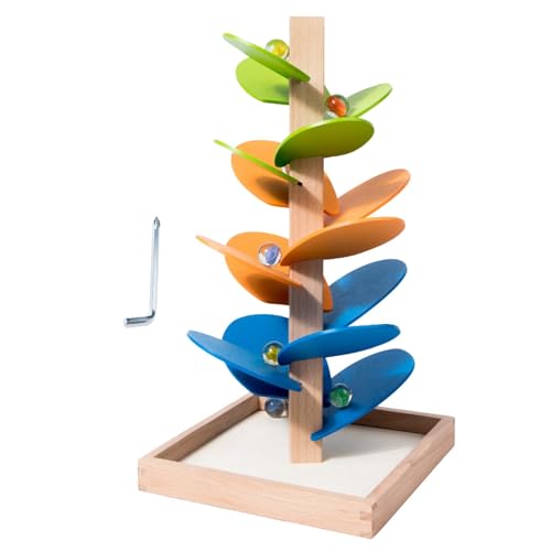 Kugelbahn MontessoriKugelabfallspielzeug Holzn – Sensory Exploration Mit 8 Regenkugeln Und Musikalischen Klängen Und Schrauben | Kinderspielzeug 3+ | 3D-Kugelbahn | 16.6x16.6x31cm von Tanxemery