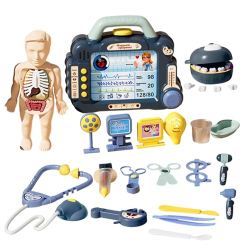 Pretend Play Doctor Kit,Pretend Doctor Playset,Kleinkind-Rollenspielset mit Box - Stethoskop-Spielzeug-Simulationsdetektor mit Ton und Licht für Schlafzimmer, Klassenzimmer von Tanxemery