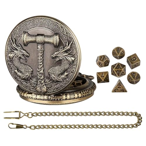 Steampunk -Würfel, winziger Würfelset | Einzigartige Dragon Tiny Rollenspiel-Würfelset mit Retro-Pocket Watch Case - Gothic Rols Spielen Brettspielzubehör für Party -Family -Versammlungen von Tanxemery