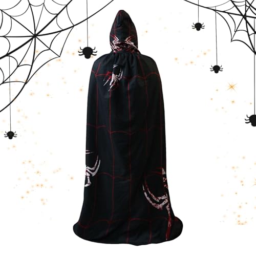 Tanxemery Langer Umhang Halloween,Halloween Kostüm Umhang - Gruselig bedruckter Umhang in voller Länge mit Kapuze - Kapuzenpullover, Hexenumhang, Halloween-Cosplay-Kostüme für Damen und Herren von Tanxemery