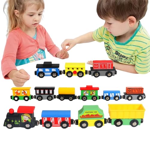 Holzzug Set, Holzzugzubehör,Magnetic Kids Puzzle Toys Train Set - Bildungsspiel mit 13 Wagen für Kindergärtnerinnen Mädchen für Kindergärtnerinnen von Tanxier