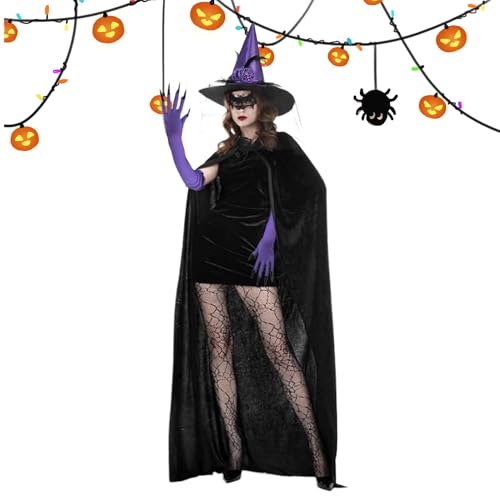 Tanxier Hexenkostüm Damen | Set Mit Hexenhandschuhen Für Damen - Umhang Handschuhe Spitzenmaske Socken Für Halloween Cosplay Konzert Gothic Events Partys Tanxier Hexenkostüm Damen | Set Mit Hexenhandschuhen Für Damen - Umhang Handschuhe Spitzenmaske Socken Für Halloween Cosplay Konzert Gothic Events Partys von Tanxier