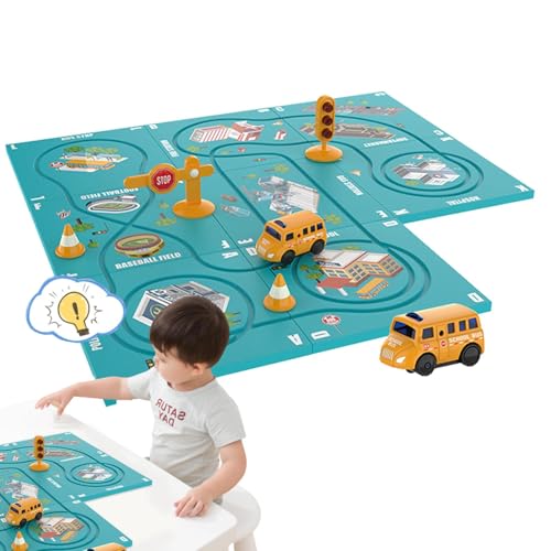 Tanxier Puzzle-Track-Auto-Spielset, Puzzle-Track-Play-Spielzeugfahrzeug - Zusammenbau von Elektroauto-Schienenspielzeugen,Entwicklungspädagogisches Eisenbahnwagen-Bauspielzeug für Mädchen und Kinder von Tanxier