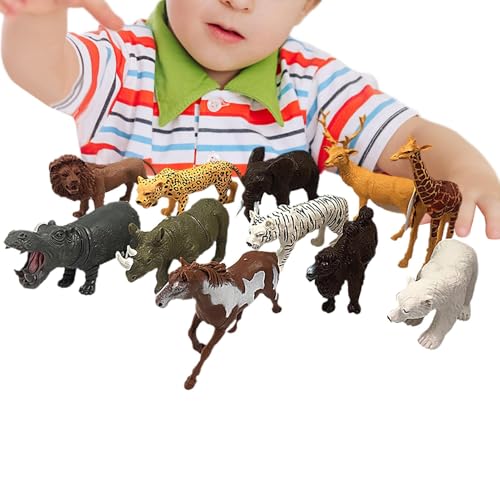 Tanxier Tierfiguren-Set, Kleintierspielzeug,12 Stück kleine Tierfiguren realistische Puppe - Lernspielzeug PVC-Tierfiguren, Miniaturspielzeug-Kuchenaufsätze für und Mädchen von Tanxier