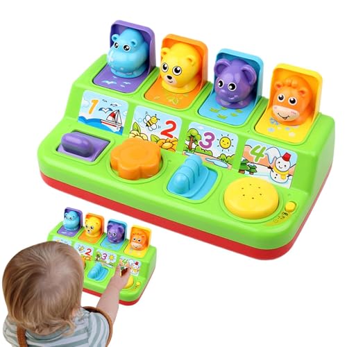 Tanxier Ursache-Wirkungs-Spielzeug,Spielzeug zum Drücken von Knöpfen für Kinder,Button Box Schatzkiste - 4 Cartoon-Tier-Lernspielzeug für Kleinkinder, Sortierspielzeug für Tierfarben, von Tanxier