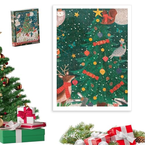 Tanxier Weihnachtsbaum-Puzzles, Holzpuzzle-Set | Cartoon-Weihnachtspuzzle für Erwachsene - 1000 x Bunte Weihnachtspuzzles, Weihnachtspuzzle-Set für Familienspiele und Zusammenkünfte von Tanxier