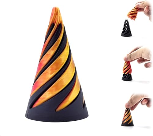 Impossible Pyramid Passthrough Sculpture,3D Printed Spiral Cone Fidget Toy,Mini Vortex Thread Illusion,Anxiety Relief Spiral Cone Toy,Combination Rotating Pyramid Statue for Desktop Decoration (A) von TanyoKing