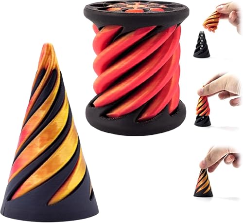 Impossible Pyramid Passthrough Sculpture,3D Printed Spiral Cone Fidget Toy,Mini Vortex Thread Illusion,Anxiety Relief Spiral Cone Toy,Combination Rotating Pyramid Statue for Desktop Decoration (A+B) von TanyoKing