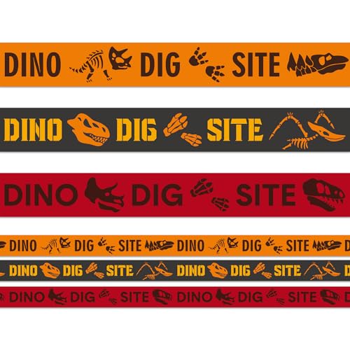 TaoBary 3 Rollen Dino Dig Site Vorsicht Tape 6,8 m Dinosaurier Zone Dinosaurier Party Dekorationen Themed Dino Party Supplies für Kinder Geburtstag Baby Shower VBS Urlaub Bibel Schule Dekor von TaoBary