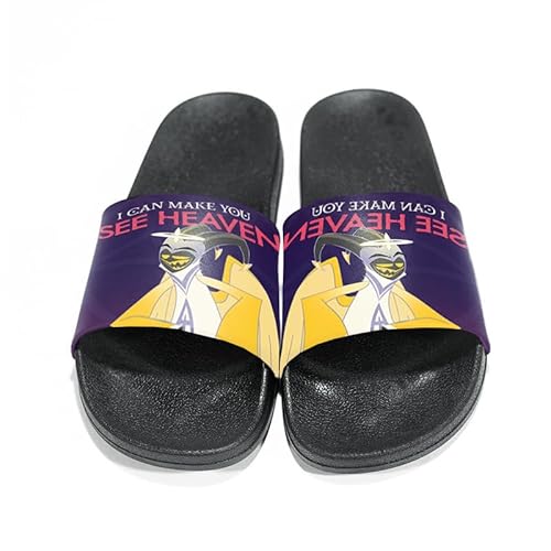 Taoyuany Hazbin Hotel Hausschuhe Sommer Anime Schuhe Für Zuhause Angel Dust Alastor Pantoffeln Cartoon Bath Slippers Summer Indoor Herren Frauen Hausschuhe von Taoyuany