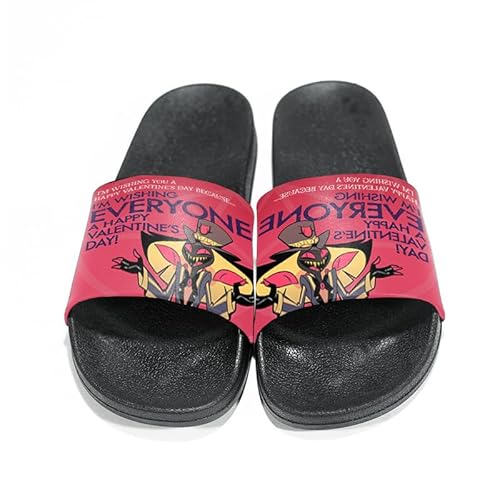 Taoyuany Hazbin Hotel Hausschuhe Sommer Anime Schuhe Für Zuhause Angel Dust Alastor Pantoffeln Cartoon Bath Slippers Summer Indoor Herren Frauen Hausschuhe von Taoyuany