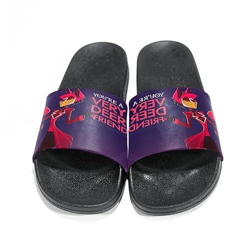 Taoyuany Hazbin Hotel Hausschuhe Sommer Anime Schuhe Für Zuhause Angel Dust Alastor Pantoffeln Cartoon Bath Slippers Summer Indoor Herren Frauen Hausschuhe von Taoyuany