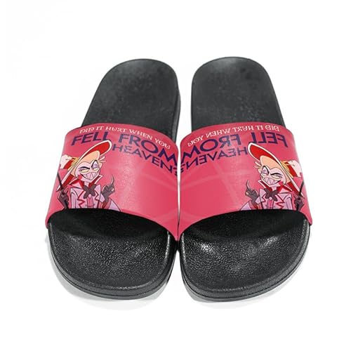 Taoyuany Hazbin Hotel Hausschuhe Sommer Anime Schuhe Für Zuhause Angel Dust Alastor Pantoffeln Cartoon Bath Slippers Summer Indoor Herren Frauen Hausschuhe von Taoyuany