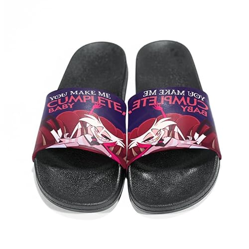 Taoyuany Hazbin Hotel Hausschuhe Sommer Anime Schuhe Für Zuhause Angel Dust Alastor Pantoffeln Cartoon Bath Slippers Summer Indoor Herren Frauen Hausschuhe von Taoyuany