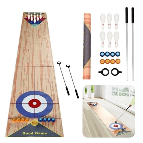 3 in1 Curling Shuffleboard Bowling Spiel, 360 * 57cm, Tisch Curling Cpiel, Shuffleboard Bowling Tischset, Kinder und Erwachsene Shuffleboard Bowling Curling Tischspiel für Familie Büro Party Spiele von Taozhiyy