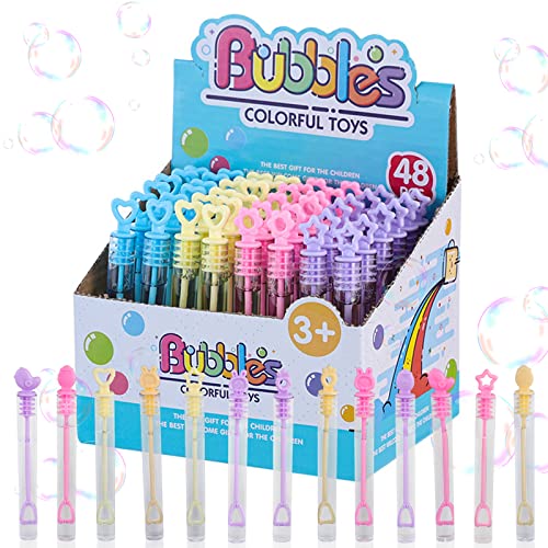 Mini Seifenblasen Set, Taozoey 48 Stück Hochzeit Seifenblasen Bunt, Bubble Sticks Geschenke für Hochzeiten Party Kindergeburtstag Karneval Seifenblasen Kinder Mitgebsel von Taozoey