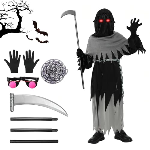 Taozoey Halloween Kostüm Kinder, Sensenmann Kostüm Kinder, Halloween Kostüm Kinder Jungen, Zombie Kostüm Kinder für Halloween Cosplay (L) von Taozoey