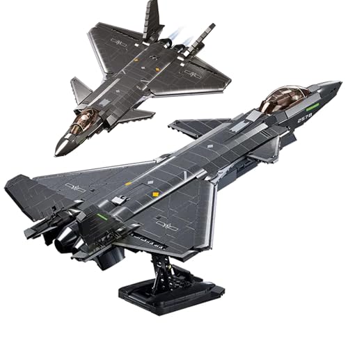 Tarcury Chengdu J-20 Tarnkappen-Luftüberlegenheitskämpfer Mighty Dragon Bauspielzeug - Militärarmee-Set mit Display-Ständer, beinhaltet 1 Spielzeugsoldat - Maßstab 1:44, 1007 PCS von Tarcury